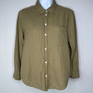Everlane Womens 100% Cotton Button Down Shirt in Khaki Size 4 Long Sleeve